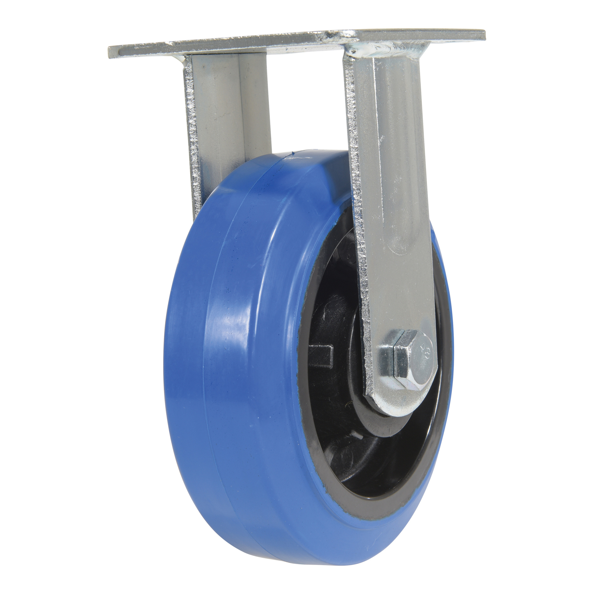 Vestil Elastic Rubber Rigid Caster - 6in. Diameter, Blue, Zinc Plated, Model# CST-BB-6X2ER-R